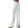 Generisch 2026 Pantaloni casual da donna in cotone e lino a vita alta, gamba larga gamba dritta