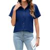 Stamain Camicia Donna Manica Corta Grigio Classica Blusa Donna da Ufficio Moda Estiva Camicetta con Bottoni S