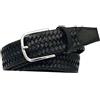 ESPERANTO Cintura intrecciata 3,5 cm elasticizzata in vero cuoio con fibbia Nichel free (Nero, Taglia 48 - Girovita 95 cm)