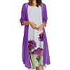 EGSDMNVSQ Vestito Estivo Donna Abito Sciolto Senza Maniche Retro Abiti Lunghi Camicetta Estivi Vestiti Stampato 2 Pezzi Tulle Cardigan+Midi Vestito