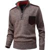 CoXuantion Maglione da Uomo 1/4 di Zip Pullover in Pile Maglia Collo Alto Invernale Cardigan Casual Leggero Solido Maglione Lunga Lavorata a Giubbetto Tenere Caldo Giacca M,caffè
