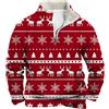 Generisch Maglione Uomo Natale Casual Stampa Pullover Velluto Collare Manica Lunga Collo Collo Alto Maschio Felpa Felpa Con Scollo A V, Colore: rosso, L