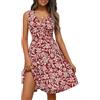 XIVISTO Vestito Donna Casual Mini Abito Estivo Floreale Vestiti Senza Maniche Scollo a V Elegante Abiti Mare da Spiaggia con Tasche