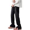ZDJSWJ Jeans foderati in Lana da Uomo Jeans Dritti addensati Loose Slim Pantaloni in Jeans Stretch Caldi Skinny Inverno, Nero , L