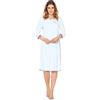 e.Femme® Marion 944 - Camicia da Notte da Donna a Maniche Lunghe, a 3/4, in 50% Cotone e 50% Modal, Blu con Stampa, 58