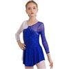 inhzoy Abito da Pattinaggio Artistico Bambina Manica Lunga Vestito da Balletto Ginnastica Artistica Body da Danza Classica Ballerina Strass Leotards Vestito da Ballo Lirico