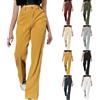 Generic Pantaloncini da donna in corduroy elasticizzati a vita alta con gamba larga, pantaloni in corduroy caldi per l'autunno e l'inverno, pantaloni palazzo da lavoro casual con tasche, bianco, M