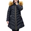 Generico Giacca Donna Invernale Lunga Elegante Giacca Imbottita Slim Aderente di Media Lunghezza Foderati Caldo Giubbotto Trapuntata con Cappuccio Cappotto Invernale Parka con Zip e Tasche Piumino Antivento