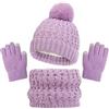 Baynetin Inverno Berretto Scaldacollo Guanti Set per Bambini, Pile Addensato Cappello a Maglia Termica Sciarpa Guanti Touch Screen Set per Ragazzi Ragazze 2-8 Anni Sport All'Aperto (Viola)
