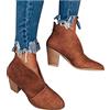 Kobilee Stivali Invernali Donna Pelle Morbidi Stringati Stivaletti Chunky Comode Autunnali con Tacco Stivali Calzino Ankle Chelsea Boots Cowboy Bassi Scamosciati Eleganti Anfibi