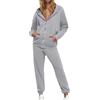Celanisai Tuta da donna 2 pezzi in felpa Autunno Casual Trainingsanzug Set 2 Pezzi Felpa con cerniera e pantaloni sportivi Monocromatica Relaxed Loungwear Baggy Leggera Tuta da tempo libero, O grigio