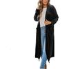 VIVICOLOR Donna Giacca lunga in velluto cardigan aperta davanti spolverino lungo in velluto cappotto trench