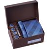 BRERA 67-5 Pezzi Cravatta Uomo elegante + Fazzoletto da taschino uomo + Gemelli + Copribottoni + Fermacravatta, Set uomo con confezione regalo