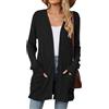 RUISHH Cardigan Donna a Manica Lunga Maglione Lungo Elegante Autunno Inverno Giacca con Tasche