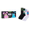 Happy Socks Calzini 4-Pack Freaky Energy Sneaker Gift Set Cotone Uomo Donna Nero 41-46