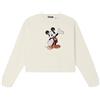 FREDDY Felpa Donna Cropped Comfort Fit in French Terry con Ricamo Mickey Mouse e Paillettes Look Casual Chic
