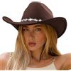 DRESHOW Cappello da Cowboy Donna e Uomo Cappelli Western da Cowboy e Cowgirl a Tesa Larga con Mattoni a Forma di Diamante Cappelli Fedora in Feltro Arrotolati Unisex