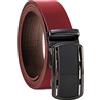 Fa.Volmer ® Cintura da uomo in vera pelle con cricchetto, fibbia automatica | larghezza: 35mm, misura vita: 125cm | accorciabile | colore: rosso bordeaux | modello: ATG 08-bur-Firenze