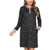 Jahetuul Camicia da Notte Donna Cotone a Maniche Lunghe con Tasche