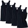 HERMKO 2800 Cannottiera da Ragazzo in 100% Cotone Biologico, Canotta Intima in Fibra Naturale Franco Fabbrica, Testata tossicologicamente - Confezione da 4 Pezzi, Farbe:Nero, Größe Kinder:5-6 Anni
