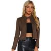 Allegra K Giacca Corta Biker Ecopelle Donna Giacca con Cerniera da Moto a Maniche Lunghe e Collo Alto