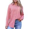 Hsternexy Camicia da donna a quadri, colore rosso, bianco, a quadretti, in cotone, per Oktoberfest, grandi dimensioni, camicia tradizionale bavarese, con bottoni, camicetta