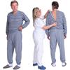 FERRUCCI COMFORT Pigiama Tuta Intera Sanitario Uomo con Cerniera Zip sul Dorso - 9013 - per Anziani, Alzheimer, Demenza e Incontinenza (IT, Testo, XXL, Regular, Regular, Azzurro Rigato)