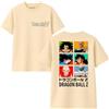 Dragon Ball Z T-Shirt, Beige, Logo anteriore e Personaggi di DBZ nella parte posteriore: Son Gokû, Krilin, Piccolo, Raditz, Nappa e Badack, beige, L