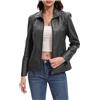 HAOLEI Giacca Pelle Donna in Ecopelle Trapuntata Giubbino Biker Giubbotto Moto Vera Pelle Bomber Manica Lunga con Cerniera Casual Corta Giubbino Ecopelle Cappotto Capispalla Streetwear per Autunno Inverno
