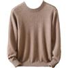 Generic Maglione da uomo 100% visone cashmere tinta unita con girocollo, pullover in maglia a maniche lunghe, Lighttan, XL