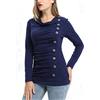 MISS MOLY Camicetta Donna Blusa Donna Maniche Lunga Camicia Elegante Maglia Casual Blu Scuro X-Small