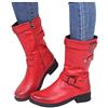 FGUUTYM Stivaletti da donna, corti, in pelle, con chiusura lampo, semi-lunghi, per il tempo libero, da donna, con tacco basso, Chelsea, Colore: rosso, 41