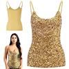 SamHeng Tops di paillettes femminili, Giubbotto scintillante senza maniche, Cinghie regolabili per canottiere ogni giorno Toppe magliette per camicetta per il costume da performance della festa del night club
