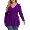 TIANZHU Plus Size Nero Top per le donne Wrap Baby Doll Camicia Manica Lunga Inverno Tunica Top Dressy Scollo a V Camicetta Impero Vita Low Cut Scorre Del Peplo Abbigliamento