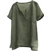 Xmiral Maglietta Henley da Uomo in Cotone e Lino Manica Corta Hippie Casual Comfort Beach Yoga T-Shirt Camice Invernali