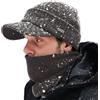 Comhats M/L/XL - Set invernale da uomo in lana merino con visiera e scialle per tubo da sci, cappello di lana con visiera e scaldacollo in pile, Set grigio, L / XL