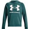 Under Armour Felpa Con Cappuccio Ua Rival Fleece Big Logo, Coastal Teal / Onyx White, M Uomo