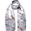 Basic Sense BasicSense - Sciarpa con stampa a gatto, in raso leggero e seta, Grigio, Etichettalia unica