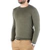 Cashmere Zone-Maglione Uomo Girocollo in Puro Cotone Egiziano Artigianalità Italiana e Confort a Manica Lunga (L, Verde Militare)