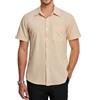 HISDERN Camicia Uomo Maniche Corte Cachi Oxford Button Down Camicie Uomo Estiva da Ufficio Manica Corta con Tasca vestibilità Regolare, 3XL