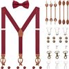 WANYING Uomo Set di Bretelle & Papillon, Bretelle a Forma Y Larghe 3,5 cm, 6 WAY TO WEAR con Bottoni/Clips/Chiusura a Moschettone/Fibbia Salopette Bretelle Allungate per statura 160-200 cm