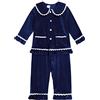 Verve Jelly Baby Little Girls Boys Solid Color Pajamas Set Manica lunga Ruffle Button-Down Top + Pants 2Pcs Casual Sleepwear Outfit 110 Blue2 3-4 Anni