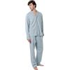 TRAMAS+ Pigiama da Uomo Camicia Lunga, 100% Cotone, con Manica Lunga e Pantalone Lungo, Completo da Notte Mezza Stagione - XL, Cuadro ROC Verde azulado