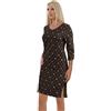 sesto senso Camicia da Notte Donna Manica 3/4 in Cottone Abito Pigiama L 2663/17 Marrone