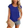 Yommay Maglietta estiva da donna, in chiffon, elegante, casual, leggera, sottile, morbida, basic slim fit, Blu Royal, XL