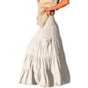Generic Gonne da donna in lino per UK gonne galleggianti per UK gonna lunga Plus Size Boho Maxiskirt estate spiaggia gonna estiva tinta unita gonna elastica in vita plus size abbigliamento boho