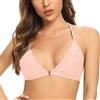 SHEKINI Reggiseno da donna senza ferretto con chiusura anteriore con allacciatura al collo Bralette da donna in pizzo a triangolo reggiseno imbottito sottoveste sexy crop top, Colore: rosa., S