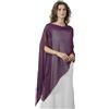 BEAUTELICATE Stola Elegante Donna Cerimonia Elegante Trasparente Crepe Coprispalle Leggera Poncho Cape per Matrimonio Abito da Sera, Prugna