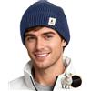 GoSkala Cappello Lana Merino, Berretto Uomo Donna Invernale, Beanie in Maglia Termica, Blu