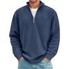 Generisch Maglia da uomo a maniche lunghe con cerniera a 1/4, con colletto alto, fodera in pile, elegante, senza cappuccio, da lavoro, da uomo, vintage, streetwear, Blu marino, 5XL